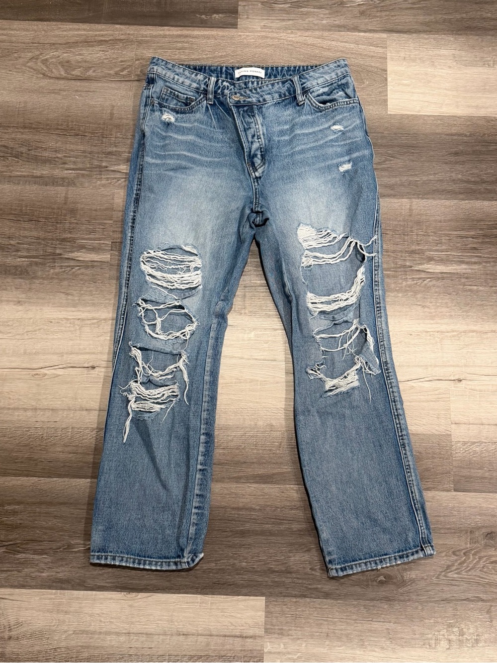Flying Monkey Jeans Women's Ultra High Rise Straight Distressed Ripped Size 29